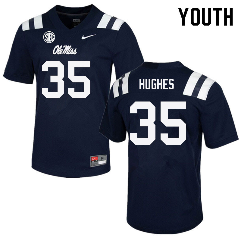 Reginald Hughes Ole Miss Rebels NCAA Youth Navy #35 Stitched Limited College Football Jersey HEE7558JQ